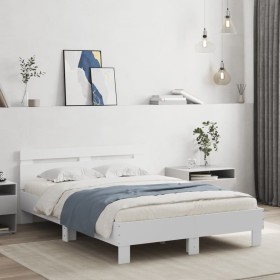 Estructura cama con cabecero madera ingeniería blanco 120x200cm