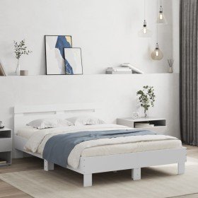 Estructura cama con cabecero madera ingeniería blanco 120x200cm en Camas y somieres | Comprar online en Foro24