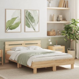 Cama con cabecero madera de ingeniería roble Sonoma 120x200 cm