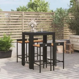 Bar table and garden stools 5 pieces acacia wood PE rattan black by vidaXL, Garden sets - Ref: Foro24-3187708, Price: 291,27 ...