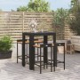 Bartisch und Gartenhocker 5 Stück Akazienholz PE Rattan schwarz von vidaXL, Gartensets - Ref: Foro24-3187708, Preis: 293,57 €...