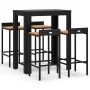 Bar table and garden stools 5 pieces acacia wood PE rattan black by vidaXL, Garden sets - Ref: Foro24-3187708, Price: 291,27 ...
