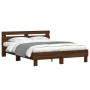 Cama con cabecero madera de ingeniería marrón roble 140x190 cm