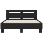 Estructura cama con cabecero madera ingeniería negro 135x190 cm