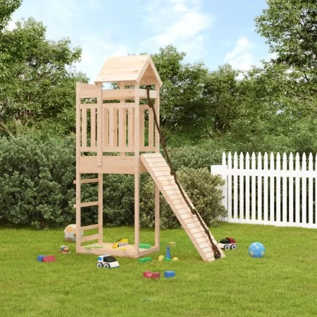 Playhouse with climbing wall solid pine wood by vidaXL, Swings and play structures - Ref: Foro24-3156940, Price: 238,48 €, Di...