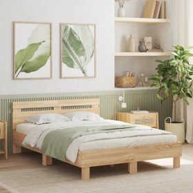 Cama con cabecero madera de ingeniería roble Sonoma 120x190 cm en Camas y somieres | Comprar online en Foro24