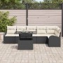 Conjunto de sofá de jardín 7 pcs Negro y crema 100 x 55 x 73 cm