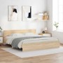 Estructura de cama con cabecero roble Sonoma 200x200 cm