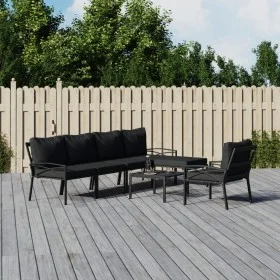 7-teiliges Gartenmöbel-Set aus Stahl mit grauen Kissen von vidaXL, Gartensets - Ref: Foro24-3187947, Preis: 614,20 €, Rabatt: %