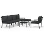 7-teiliges Gartenmöbel-Set aus Stahl mit grauen Kissen von vidaXL, Gartensets - Ref: Foro24-3187947, Preis: 614,51 €, Rabatt: %