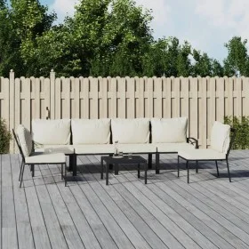 7-piece steel garden furniture set with sand-colored cushions by vidaXL, Garden sets - Ref: Foro24-3187959, Price: 566,82 €, ...