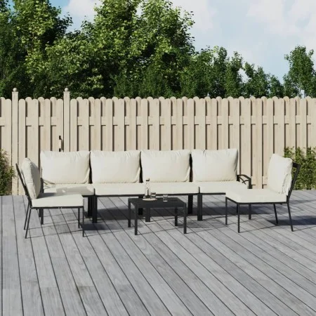 7-piece steel garden furniture set with sand-colored cushions by vidaXL, Garden sets - Ref: Foro24-3187959, Price: 615,12 €, ...