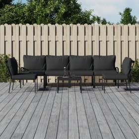7-teiliges Gartenmöbelset aus Stahl mit grauen Kissen von vidaXL, Gartensets - Ref: Foro24-3187949, Preis: 581,66 €, Rabatt: %