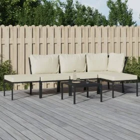 6-teiliges Gartenmöbelset aus Stahl mit sandfarbenen Kissen von vidaXL, Gartensets - Ref: Foro24-3187955, Preis: 459,40 €, Ra...