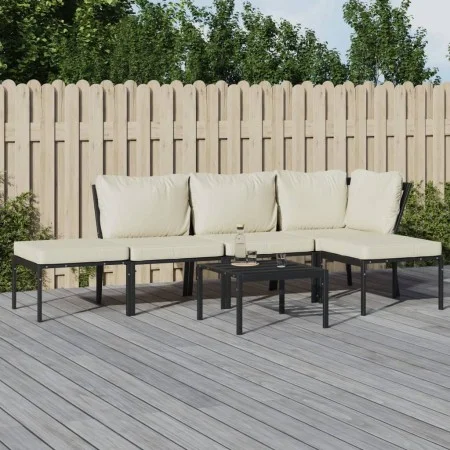 6-piece steel garden furniture set with sand-colored cushions by vidaXL, Garden sets - Ref: Foro24-3187955, Price: 473,36 €, ...