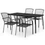 Juego de comedor de jardín 5 piezas acero gris antracita