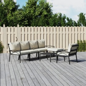 7-piece steel garden furniture set with sand-colored cushions by vidaXL, Garden sets - Ref: Foro24-3187957, Price: 698,04 €, ...