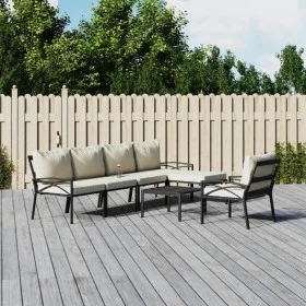7-teiliges Gartenmöbelset aus Stahl mit sandfarbenen Kissen von vidaXL, Gartensets - Ref: Foro24-3187957, Preis: 654,02 €, Ra...