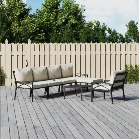 7-teiliges Gartenmöbelset aus Stahl mit sandfarbenen Kissen von vidaXL, Gartensets - Ref: Foro24-3187957, Preis: 698,04 €, Ra...