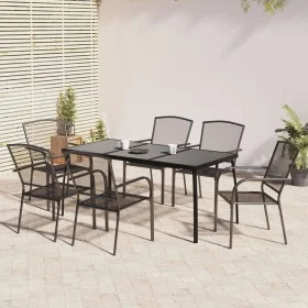 7-piece anthracite gray steel garden dining set by vidaXL, Garden sets - Ref: Foro24-3187971, Price: 427,17 €, Discount: %