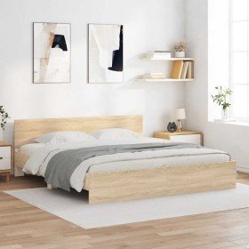 Estructura de cama con cabecero roble Sonoma 160x200 cm en Camas y somieres | Comprar online en Foro24