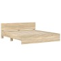 Estructura de cama con cabecero roble Sonoma 160x200 cm