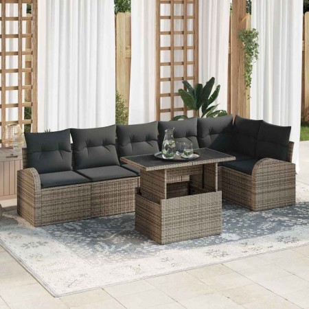 Conjunto de sofá de jardín 7 pcs Gris 100 x 55 x 73 cm