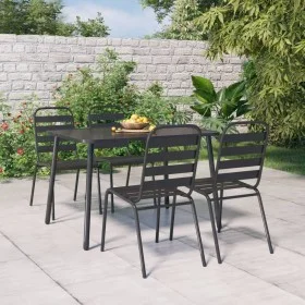 5-teiliges Garten-Esszimmerset aus anthrazitgrauem Stahl von vidaXL, Gartensets - Ref: Foro24-3187991, Preis: 325,97 €, Rabat...