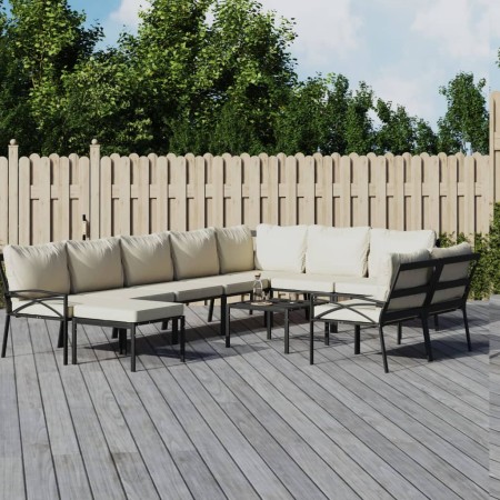 Gartenmöbel-Set 11-teilig aus Stahl und sandfarbenen Kissen von vidaXL, Gartensets - Ref: Foro24-3187956, Preis: 1,00 €, Raba...