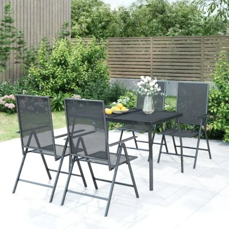 5-teiliges Garten-Esszimmerset aus anthrazitgrauem Stahl von vidaXL, Gartensets - Ref: Foro24-3187979, Preis: 294,48 €, Rabat...