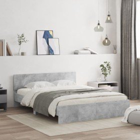 Estructura de cama con cabecero gris hormigón 150x200 cm en Camas y somieres | Comprar online en Foro24