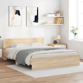 Estructura de cama con cabecero roble Sonoma 140x200 cm en Camas y somieres | Comprar online en Foro24