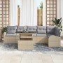 Conjunto de sofá de jardín con cojín 7 pcs beige y gris claro