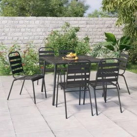 7-teiliges Garten-Essset aus anthrazitgrauem Stahl von vidaXL, Gartensets - Ref: Foro24-3187990, Preis: 398,33 €, Rabatt: %
