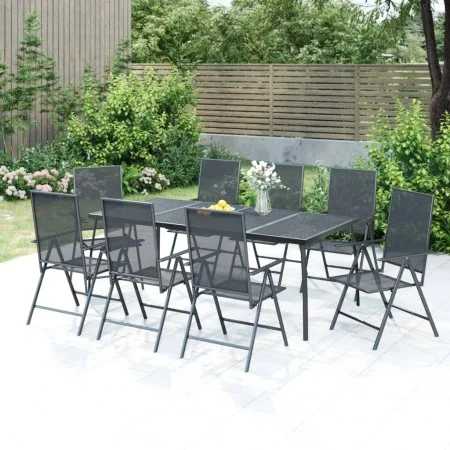 Garten-Essset 9-teilig aus anthrazitgrauem Stahl von vidaXL, Gartensets - Ref: Foro24-3187984, Preis: 593,61 €, Rabatt: %