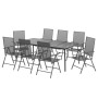 Juego de comedor de jardín 9 piezas acero gris antracita
