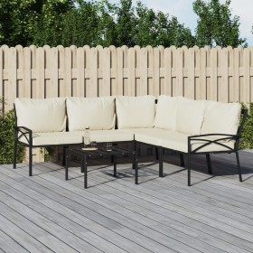 6-piece steel garden furniture set with sand-colored cushions by vidaXL, Garden sets - Ref: Foro24-3187962, Price: 587,91 €, ...