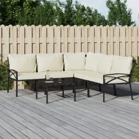 6-teiliges Gartenmöbel-Set aus Stahl mit sandfarbenen Kissen von vidaXL, Gartensets - Ref: Foro24-3187962, Preis: 551,09 €, R...