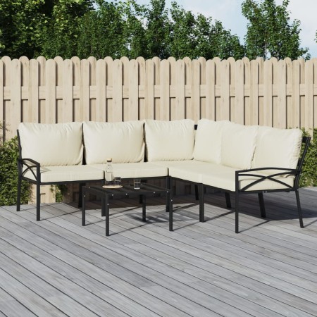 6-teiliges Gartenmöbel-Set aus Stahl mit sandfarbenen Kissen von vidaXL, Gartensets - Ref: Foro24-3187962, Preis: 587,91 €, R...