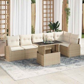 Conjunto de sofá de jardín 7 pcs beige y crema 100 x 55 x 73 cm