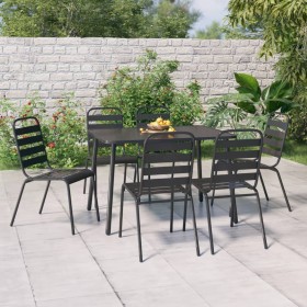 7-teiliges Garten-Essset aus anthrazitgrauem Stahl von vidaXL, Gartensets - Ref: Foro24-3187992, Preis: 444,65 €, Rabatt: %