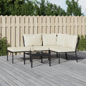 5-piece garden furniture set, steel frame with sand-colored cushions by vidaXL, Garden sets - Ref: Foro24-3187964, Price: 449...