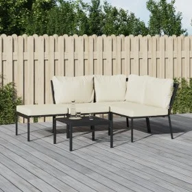5-teiliges Gartenmöbel-Set aus Stahl und sandfarbene Kissen von vidaXL, Gartensets - Ref: Foro24-3187964, Preis: 417,43 €, Ra...