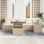 Conjunto de sofá de jardín 7 pcs beige y crema 100 x 55 x 73 cm