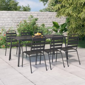 7-teiliges Garten-Esszimmerset aus anthrazitgrauem Stahl von vidaXL, Gartensets - Ref: Foro24-3187993, Preis: 460,16 €, Rabat...