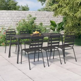 7-teiliges Garten-Esszimmerset aus anthrazitgrauem Stahl von vidaXL, Gartensets - Ref: Foro24-3187993, Preis: 445,62 €, Rabat...