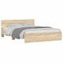 Estructura de cama con cabecero roble Sonoma 140x190 cm
