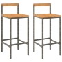 High stools 2 pcs acacia wood and gray synthetic rattan by vidaXL, Kitchen stools - Ref: Foro24-362607, Price: 94,02 €, Disco...