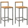 Hohe Hocker, 2 Stück, Akazienholz und graues synthetisches Rattan von vidaXL, Küchenhocker - Ref: Foro24-362607, Preis: 92,89...
