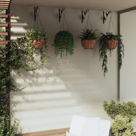 Supports for hanging baskets with planters 4 pcs black steel by vidaXL, Trellises and plant supports - Ref: Foro24-3188014, P...
